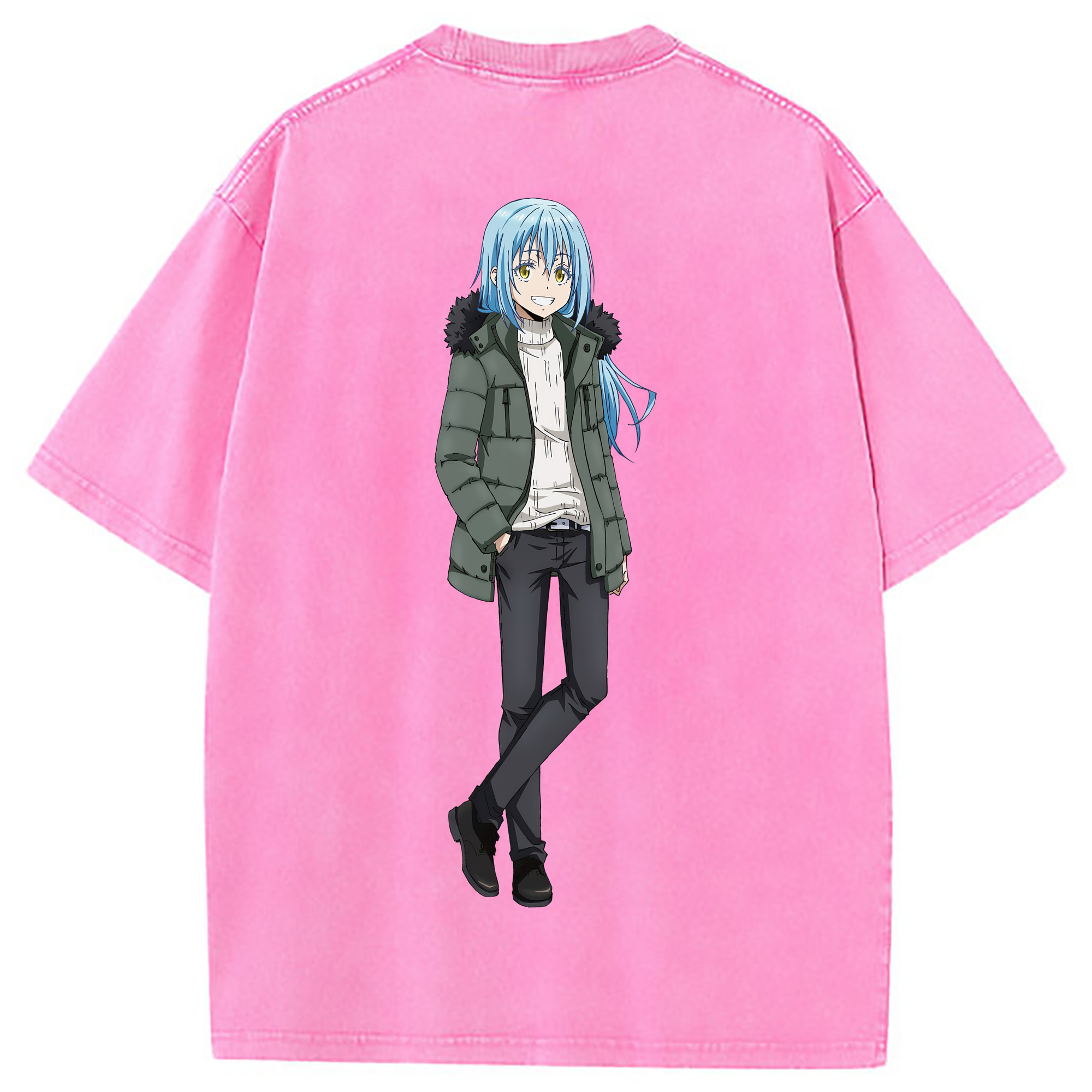（画像用） 転スラ Regarding Reincarnated to Slime 綿100% ヴィンテージ風 半袖Tシャツ（背面プリント）